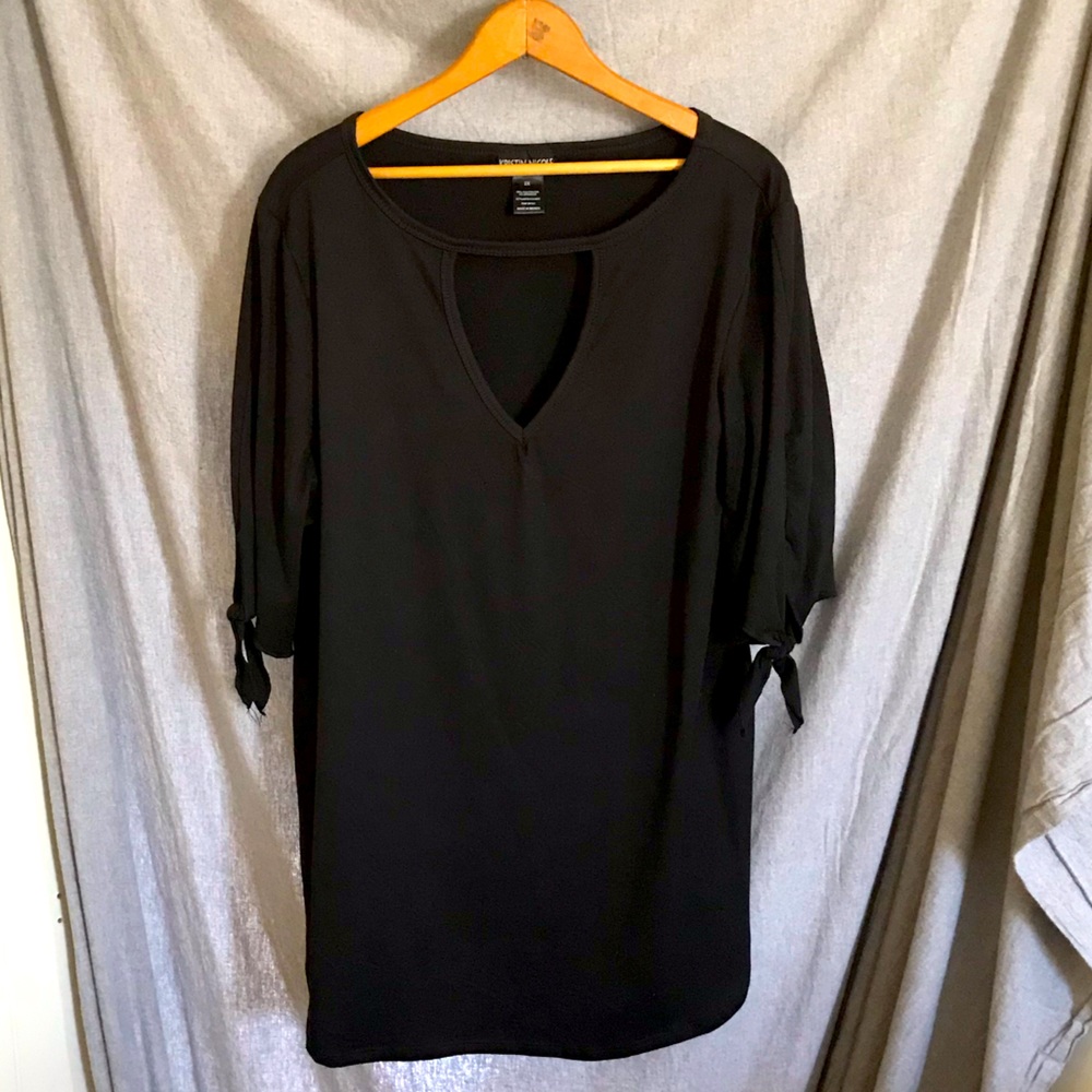 Black shirt with tie sleeves